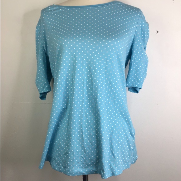 Isaac Mizrahi! Polka-Dot Ruched Knit Top NEW - Picture 4 of 6